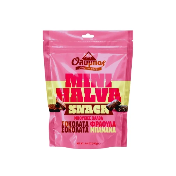 ΧΑΛΒΑΣ ΟΛΥΜΠΟΣ ΜΙΝΙ SNACK ΣΟΚΟΛΑΤΑ ΦΡΑΟΥΛΑ ΜΠΑΝΑΝΑ 160GR
