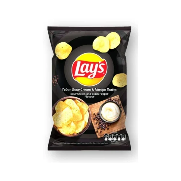 LAYS SOUR CREAM & ΜΑΥΡΟ ΠΙΠΕΡΙ 95GR